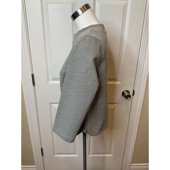 Akris Punto Black White Houndstooth Long Sleeve Rear Zip Top, Size 12 - Picture 4 of 6